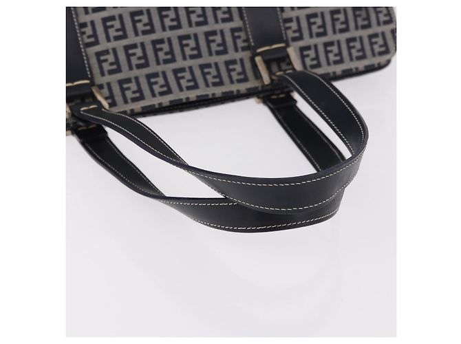 FENDI Zucchino Canvas Hand Bag Navy Silver - vista 7