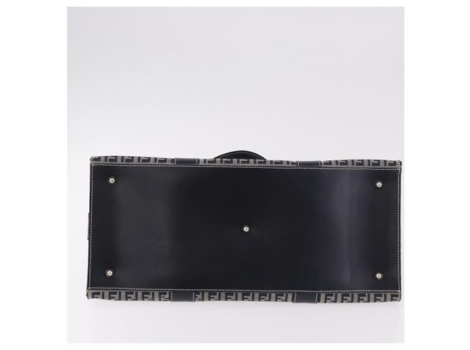 FENDI Zucchino Canvas Hand Bag Navy Silver - vista 9