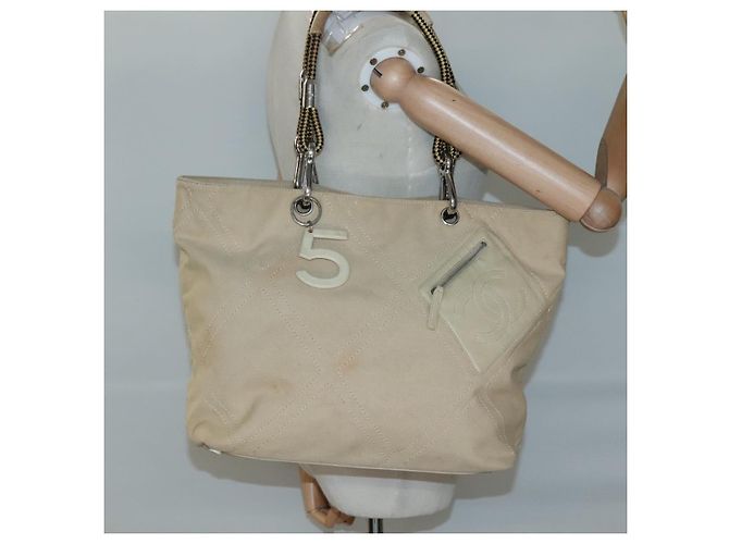 CHANEL COCO Mark Tote Bag Canvas Beige Silver CC - vista 22