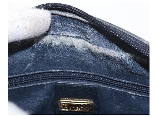 GUCCI Micro GG Supreme Shoulder Bag PVC Navy Gold - vista 16