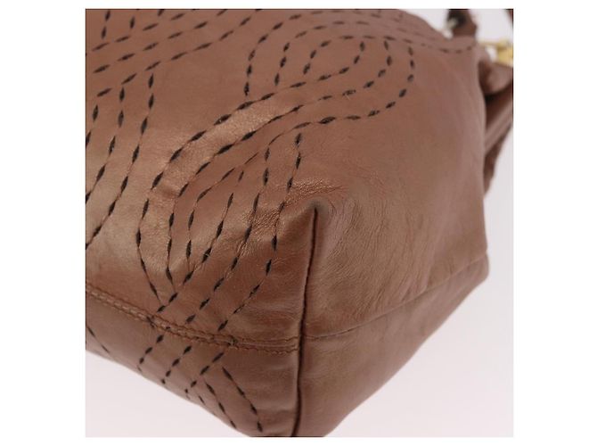 FENDI Shoulder Bag Leather 2way Bronze Gold - vista 13