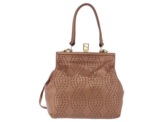 FENDI Shoulder Bag Leather 2way Bronze Gold - vista 2