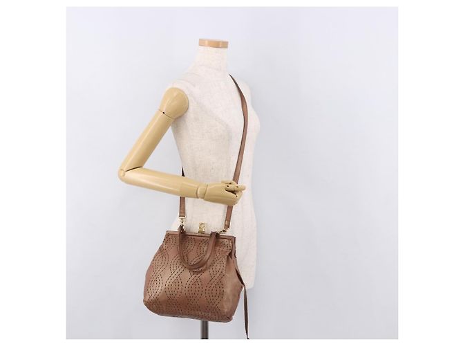 FENDI Shoulder Bag Leather 2way Bronze Gold - vista 29