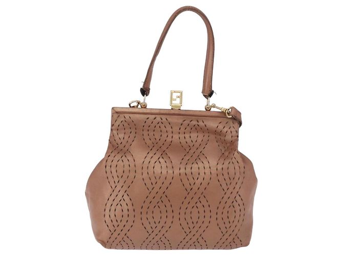 FENDI Shoulder Bag Leather 2way Bronze Gold - vista 3