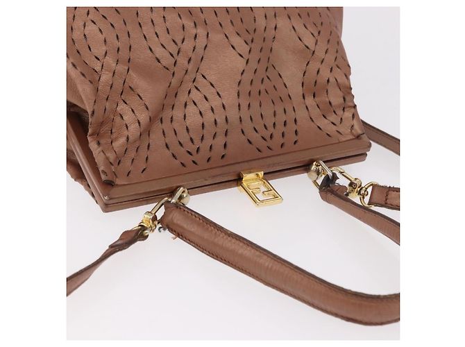 FENDI Shoulder Bag Leather 2way Bronze Gold - vista 6