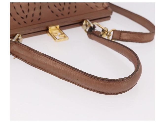 FENDI Shoulder Bag Leather 2way Bronze Gold - vista 7
