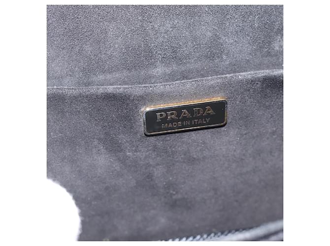 PRADA Shoulder Bag Velor Black Gold - vista 16