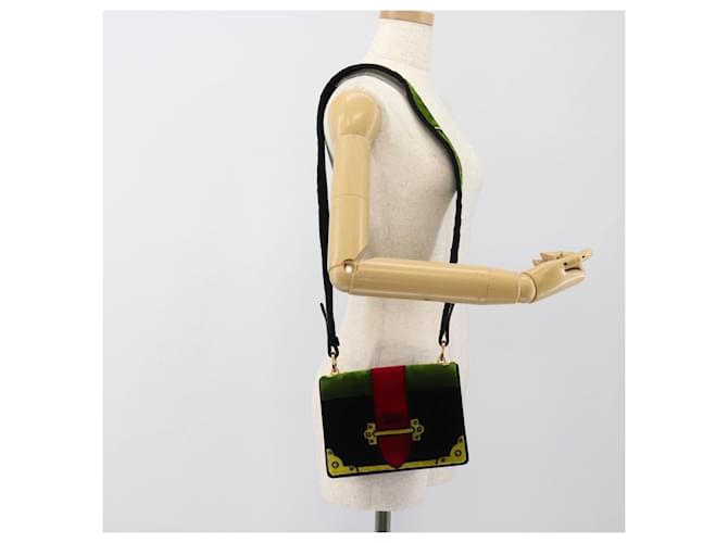 PRADA Shoulder Bag Velor Black Gold - vista 22