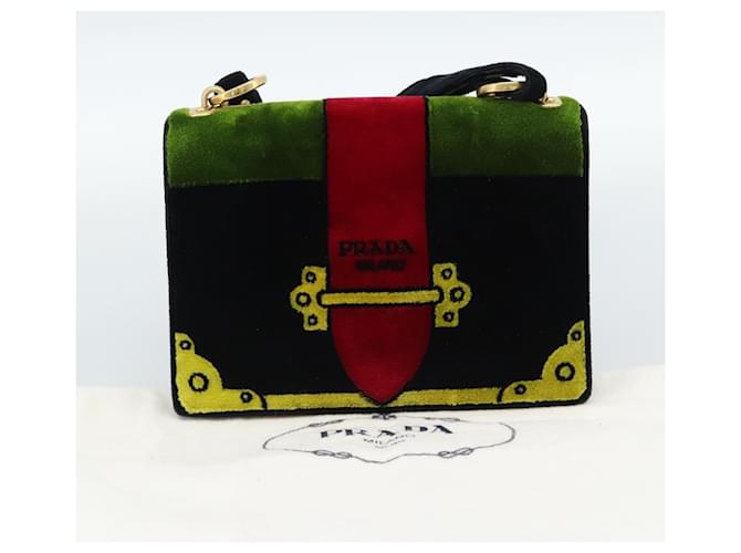 PRADA Shoulder Bag Velor Black Gold - vista 23