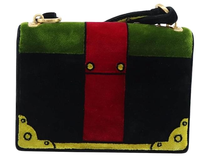 PRADA Shoulder Bag Velor Black Gold - vista 3