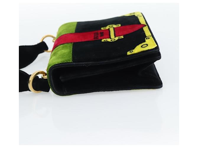 PRADA Shoulder Bag Velor Black Gold - vista 4