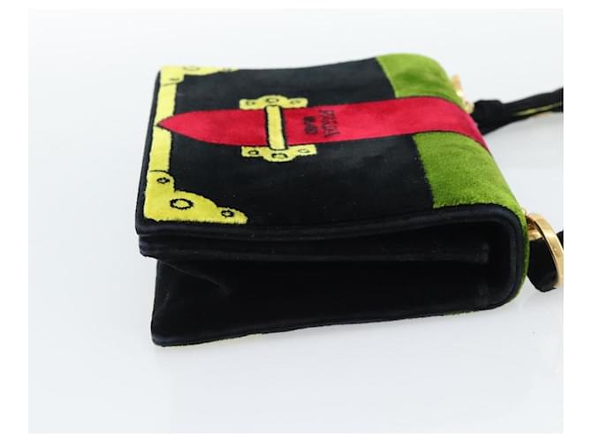 PRADA Shoulder Bag Velor Black Gold - vista 5