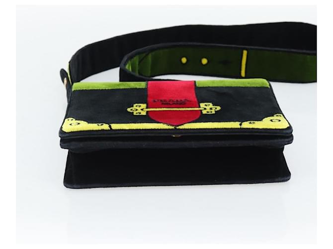 PRADA Shoulder Bag Velor Black Gold - vista 9