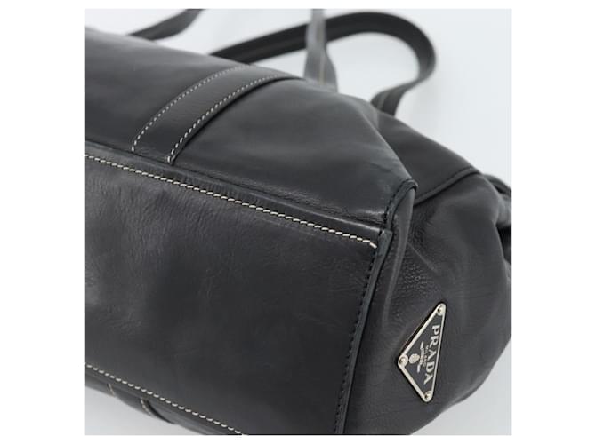PRADA Tote Bag Leather Black Silver - vista 12