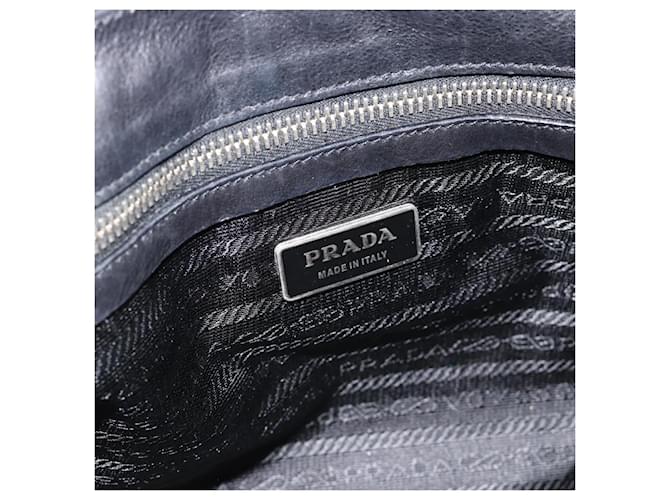 PRADA Tote Bag Leather Black Silver - vista 16