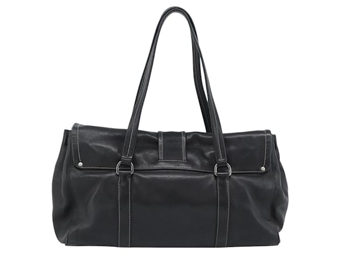 PRADA Tote Bag Leather Black Silver - vista 3