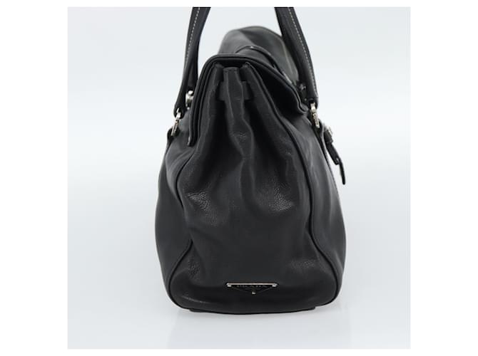 PRADA Tote Bag Leather Black Silver - vista 4