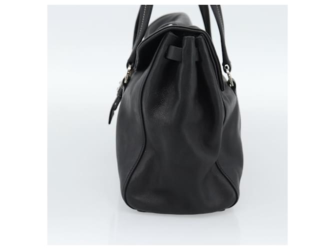 PRADA Tote Bag Leather Black Silver - vista 5