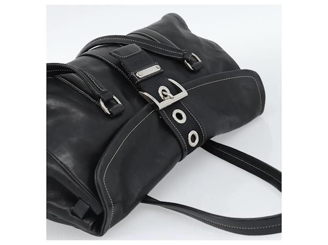 PRADA Tote Bag Leather Black Silver - vista 6