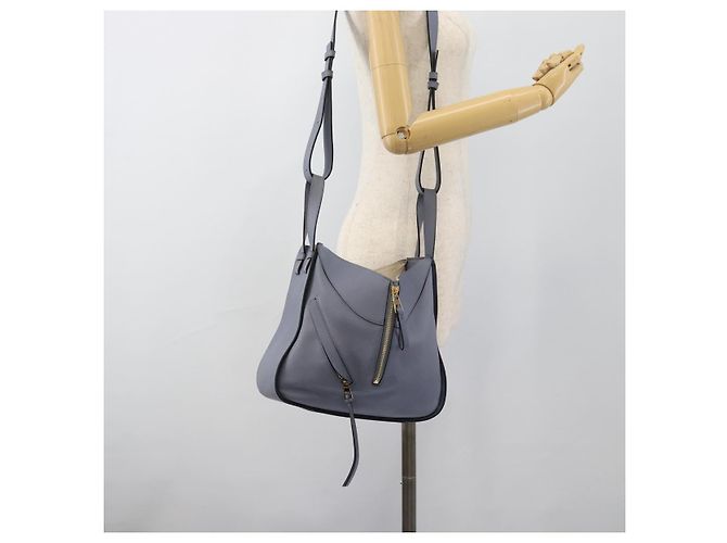 LOEWE Hammock Small Hand Bag Leather 2way Light Blue Gold - vista 27