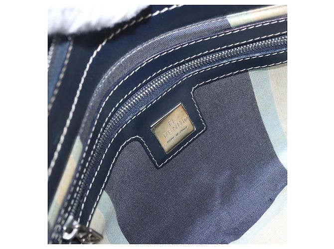FENDI Mamma Baguette Shoulder Bag Canvas Navy Silver - vista 18