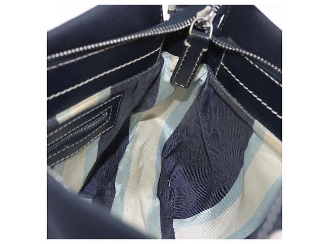 FENDI Mamma Baguette Shoulder Bag Canvas Navy Silver - vista 20