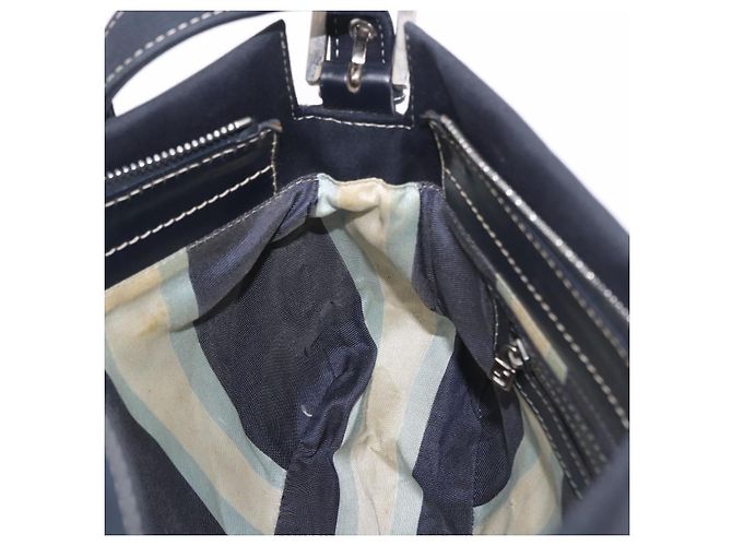 FENDI Mamma Baguette Shoulder Bag Canvas Navy Silver - vista 21