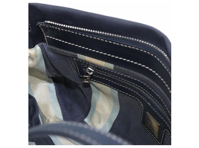 FENDI Mamma Baguette Shoulder Bag Canvas Navy Silver - vista 22
