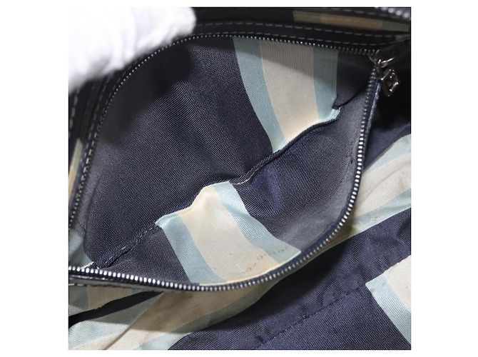 FENDI Mamma Baguette Shoulder Bag Canvas Navy Silver - vista 23