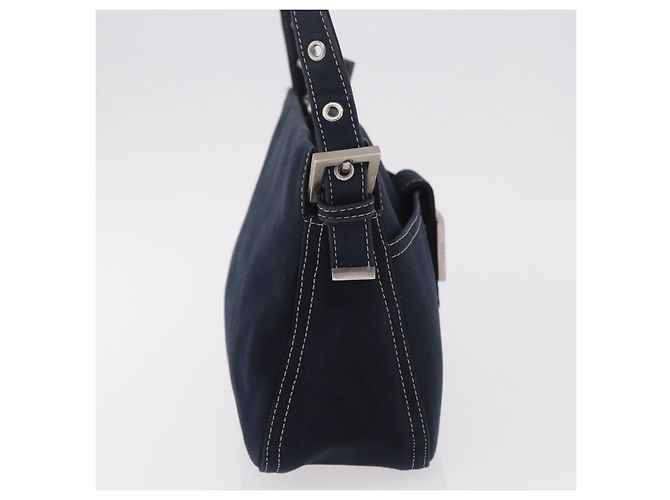 FENDI Mamma Baguette Shoulder Bag Canvas Navy Silver - vista 5