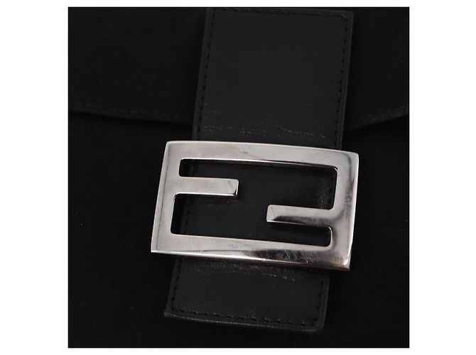 FENDI Mamma Baguette GM Shoulder Bag Cotton Jersey Black Silver - vista 15