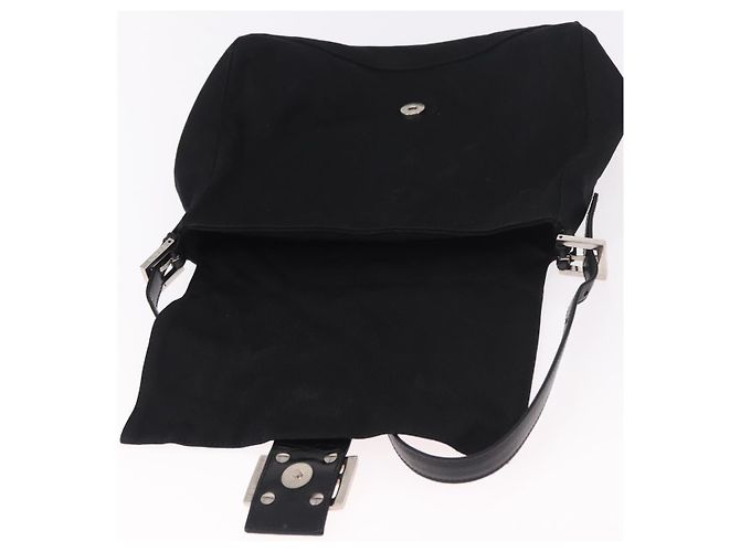 FENDI Mamma Baguette GM Shoulder Bag Cotton Jersey Black Silver - vista 17