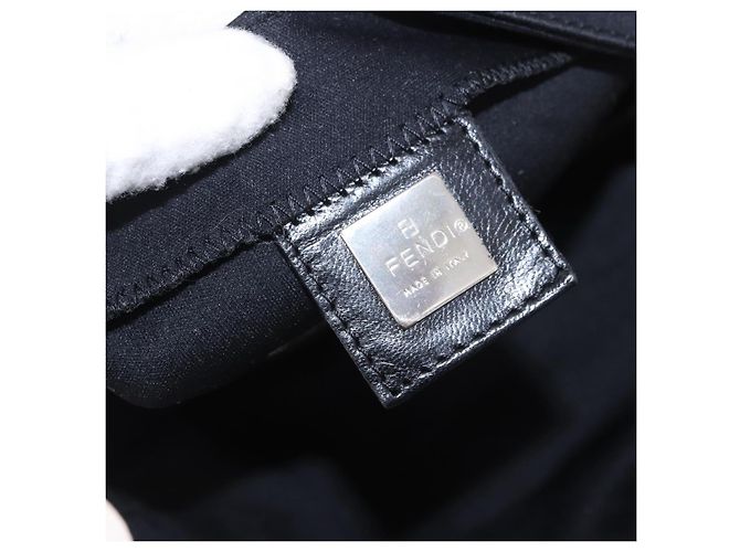 FENDI Mamma Baguette GM Shoulder Bag Cotton Jersey Black Silver - vista 18