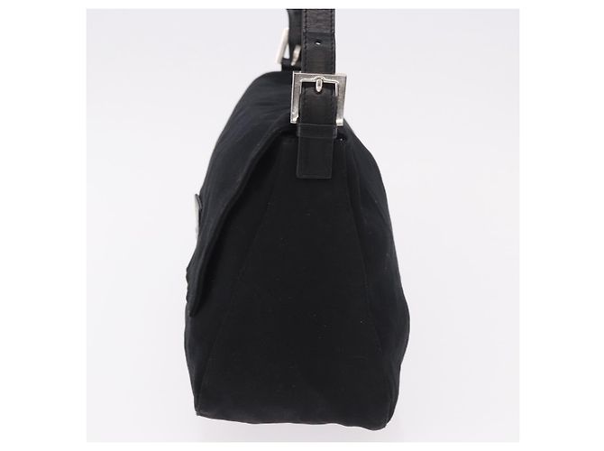 FENDI Mamma Baguette GM Shoulder Bag Cotton Jersey Black Silver - vista 4