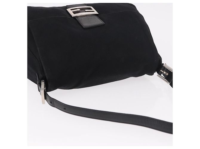 FENDI Mamma Baguette GM Shoulder Bag Cotton Jersey Black Silver - vista 6