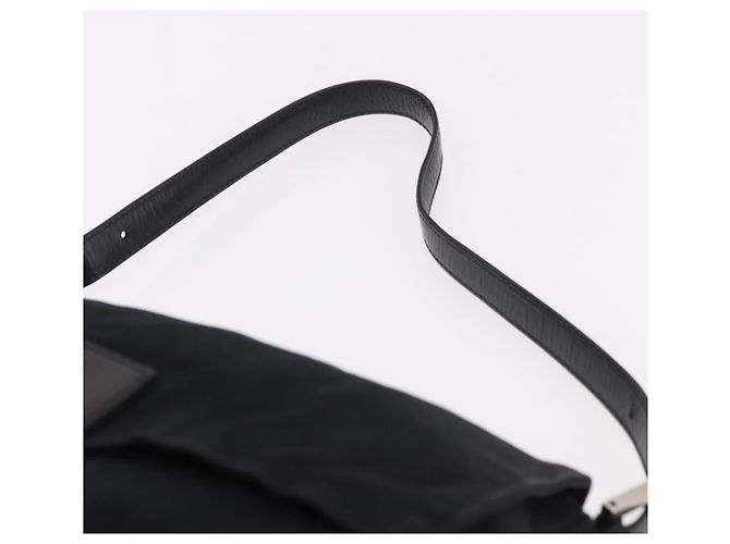 FENDI Mamma Baguette GM Shoulder Bag Cotton Jersey Black Silver - vista 8