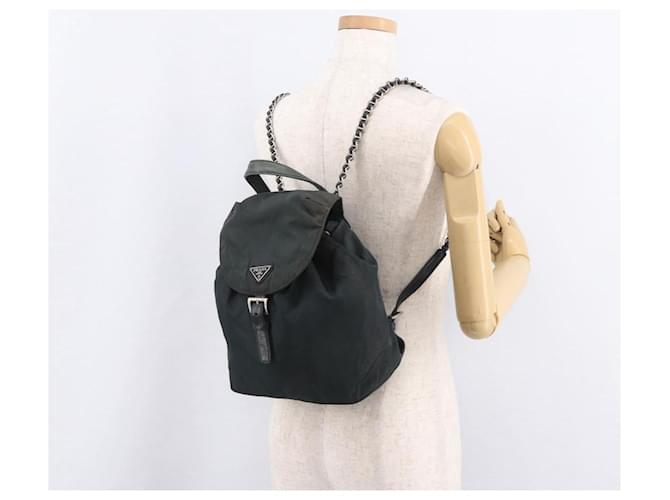 PRADA Chain Shoulder Backpack Nylon Green Silver - vista 27