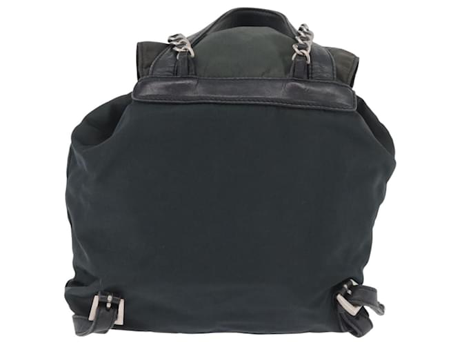 PRADA Chain Shoulder Backpack Nylon Green Silver - vista 3