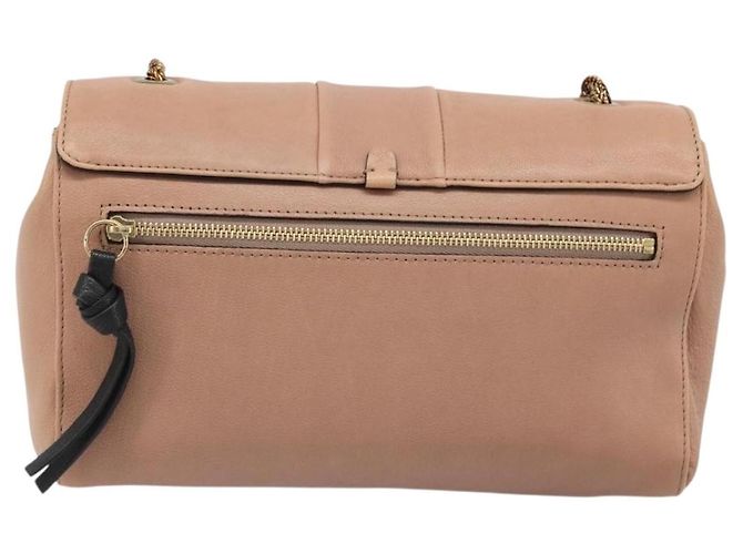 Chloé Chloe Chain June Shoulder Bag Leather Pink Gold - vista 3