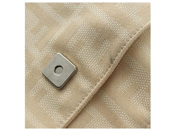 FENDI Zucca Canvas Mamma Baguette Shoulder Bag Ivory Silver - vista 19
