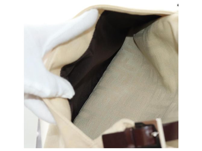 FENDI Zucca Canvas Mamma Baguette Shoulder Bag Ivory Silver - vista 20