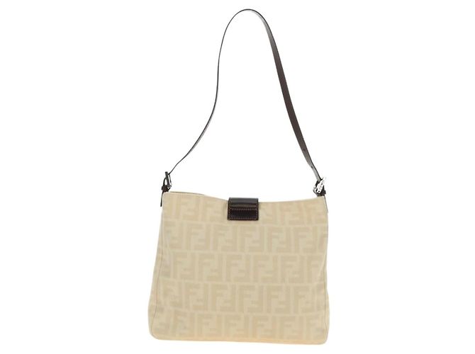 FENDI Zucca Canvas Mamma Baguette Shoulder Bag Ivory Silver - vista 3
