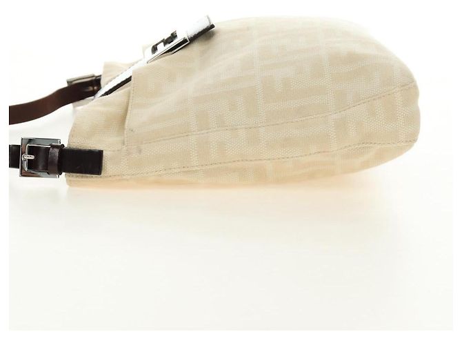 FENDI Zucca Canvas Mamma Baguette Shoulder Bag Ivory Silver - vista 4