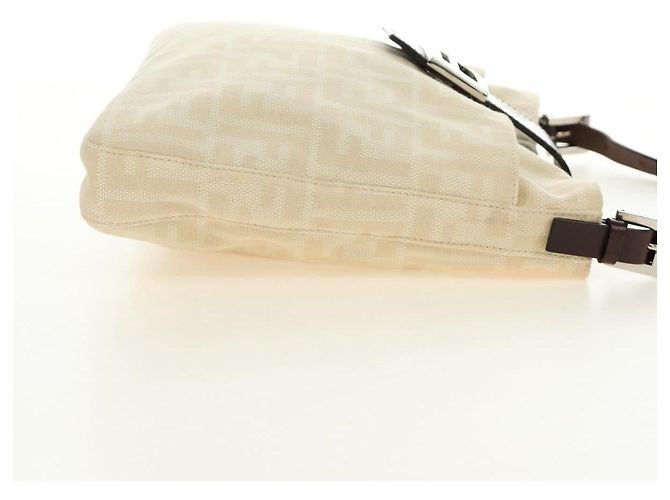FENDI Zucca Canvas Mamma Baguette Shoulder Bag Ivory Silver - vista 6