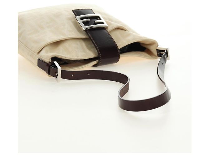 FENDI Zucca Canvas Mamma Baguette Shoulder Bag Ivory Silver - vista 8