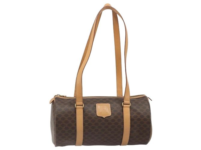 Céline CELINE Macadam Canvas Shoulder Bag PVC Leather Brown Gold - vista 2