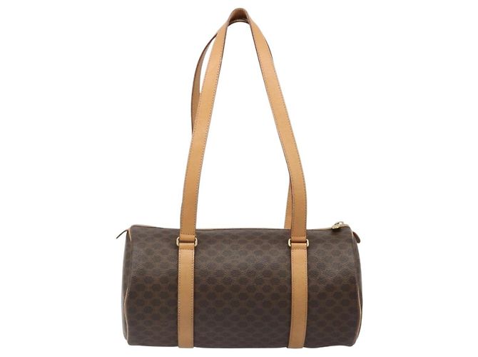 Céline CELINE Macadam Canvas Shoulder Bag PVC Leather Brown Gold - vista 3