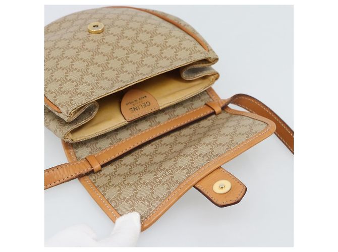 Céline CELINE Bolso de hombro de lona Macadam PVC Beige Dorado - vista 14