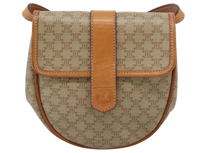 Céline CELINE Bolso de hombro de lona Macadam PVC Beige Dorado - vista 2