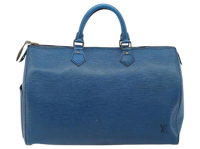 LOUIS VUITTON Epi Speedy 35 Hand Bag Toledo Blue M42995 LV - vista 3